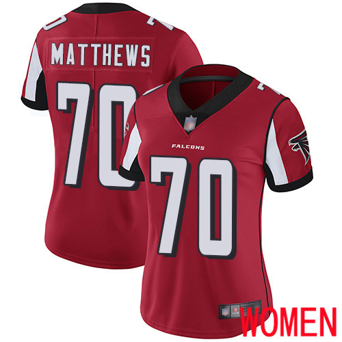 Atlanta Falcons Limited Red Women Jake Matthews Home Jersey NFL Football #70 Vapor Untouchable->women nfl jersey->Women Jersey
